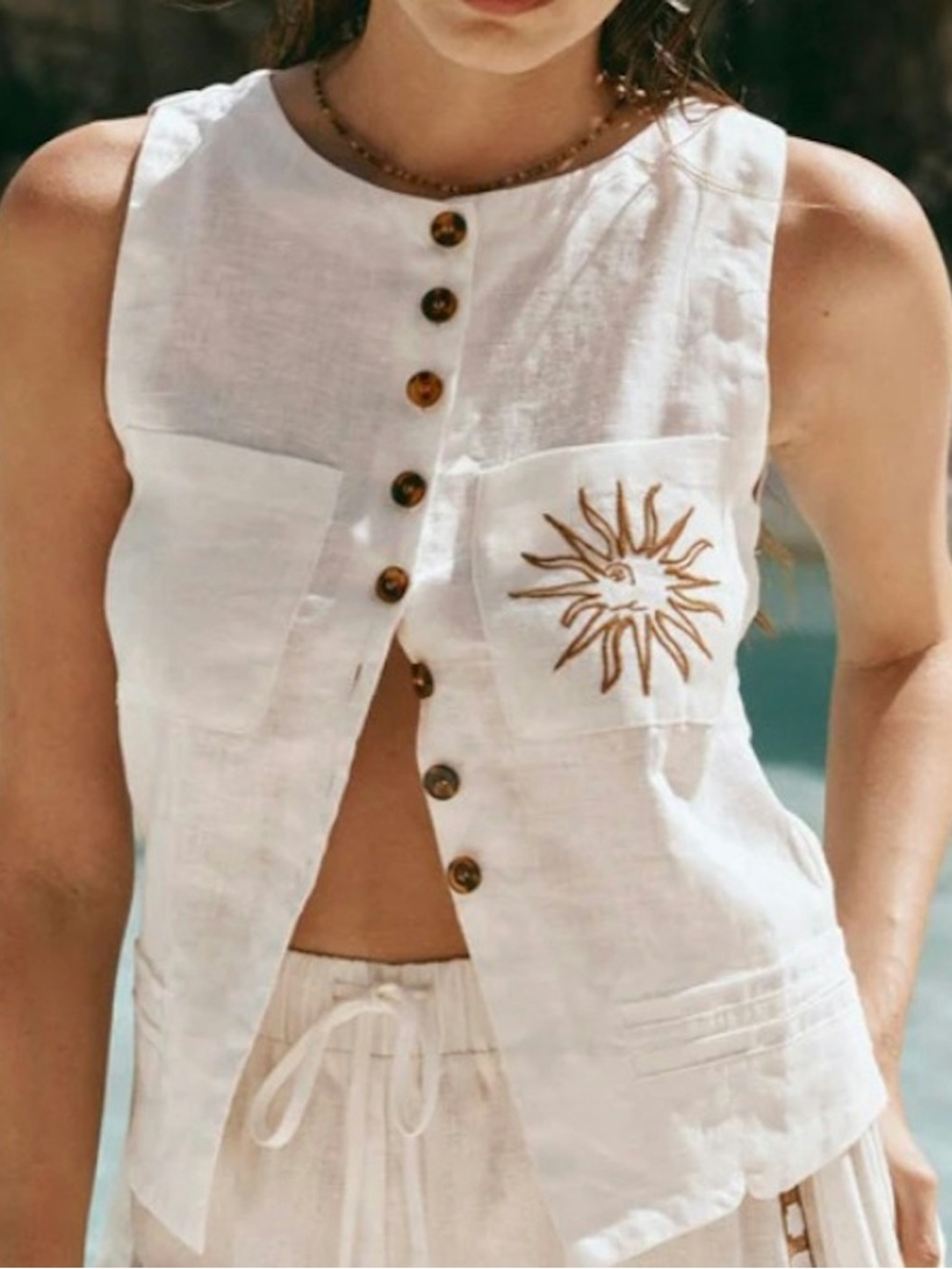 VRG GRL Lila Linen Vest Skyros